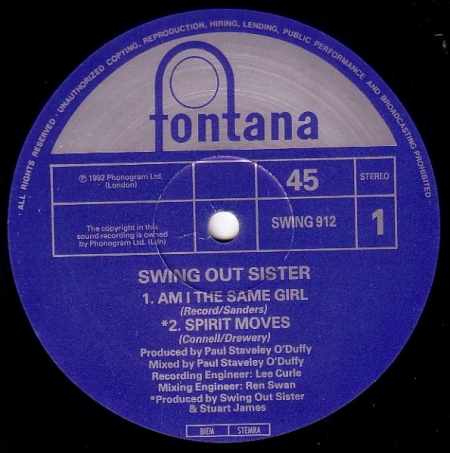 Swing Out Sister ‎– Am I The Same Girl