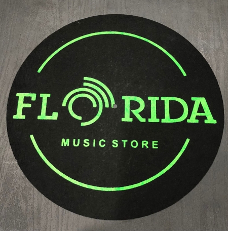 FELTRO PARA TOCA DISCO FLORIDA MUSIC STORE PRETO E VERDE FLUORESCENTE