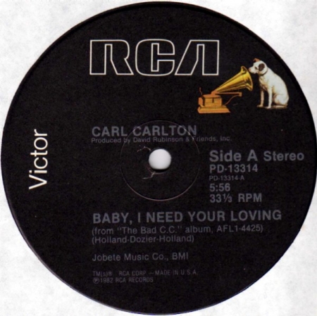 Carl Carlton ‎– Baby, I Need Your Loving / Everyone Can Be A Star